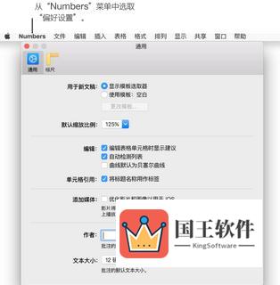 Numbers偏好设置