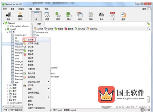 Navicat打开表