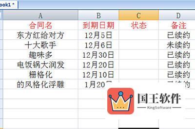 下面的这个合同列表为例子